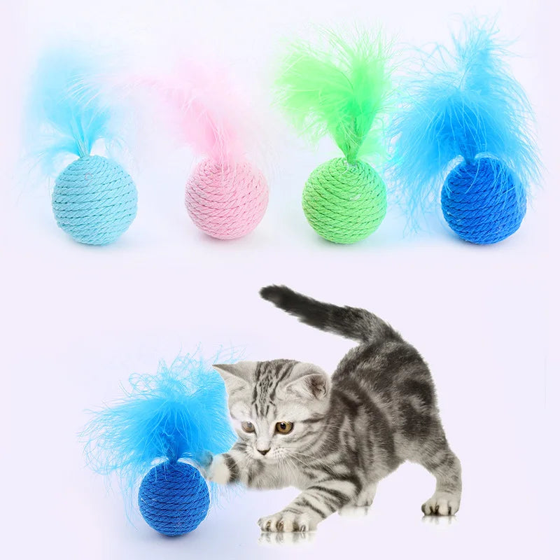 Hand-Woven Hemp Rope Ball Cat Toy with Sound
