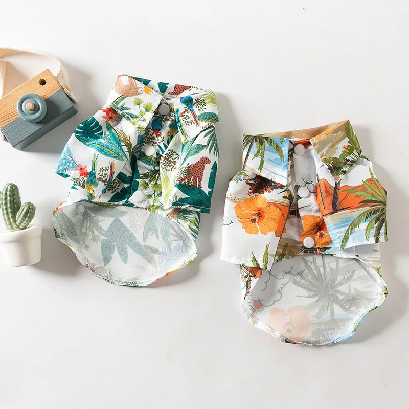 Summer Hawaiian Beach Shirt for Dogs & Cats — Lightweight Breathable Pet Apparel