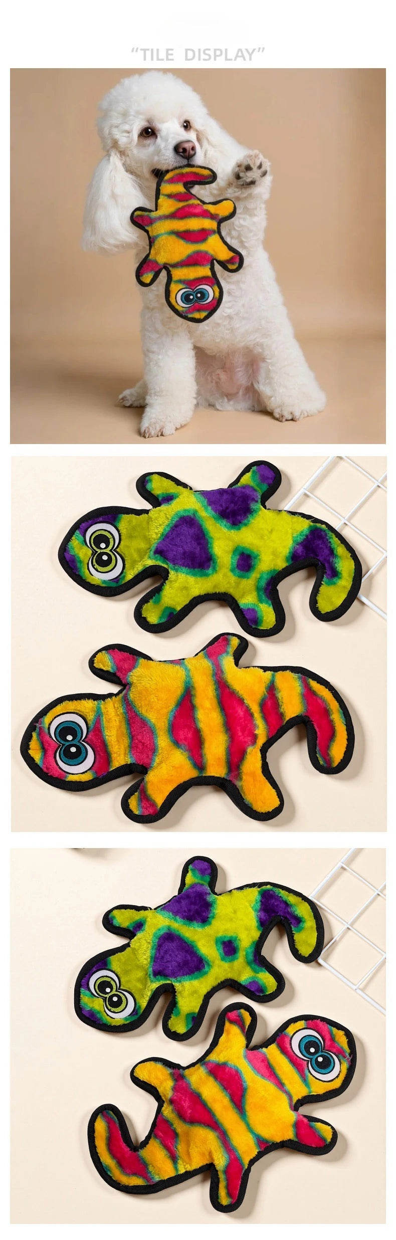 Peluche Gecko Jouet à mâcher interactif pour petits chiens