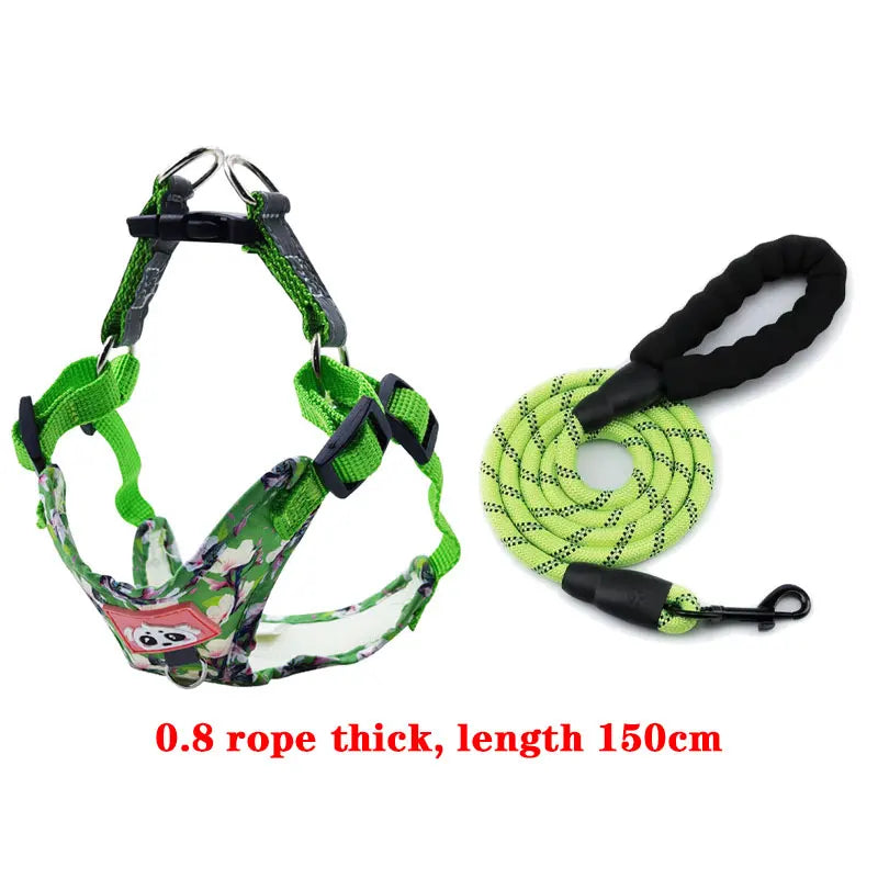 Adjustable Dog Harness & Leash Set with Reflective Strips