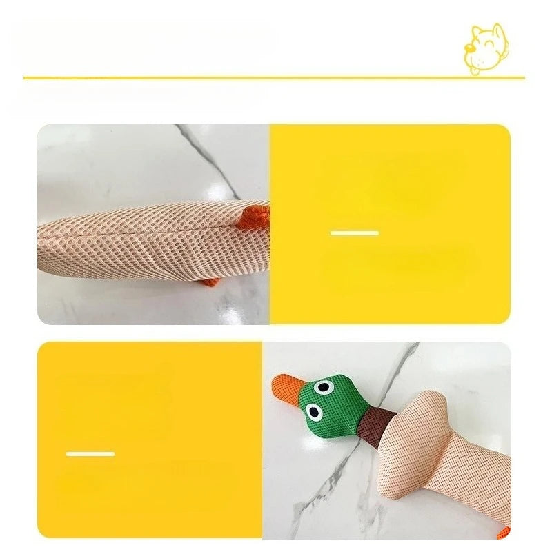 Jouet en peluche long canard à mâcher et nettoyer les dents pour chiens