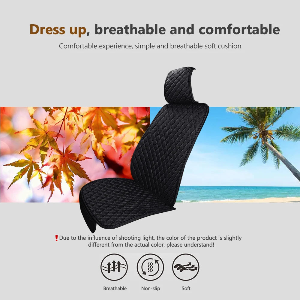 Universal Breathable Flax Car Seat Cover & Cushion Protector