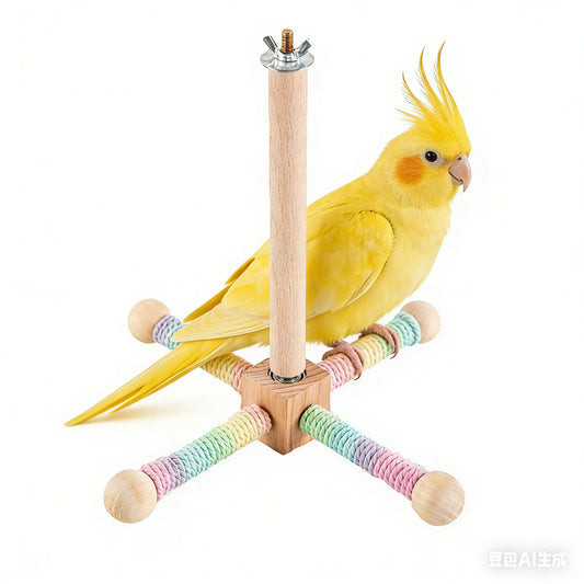 Jouet perchoir moulin à vent rotatif pour perruches et oiseaux
