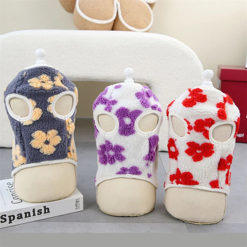 Floral Print Coral Fleece Jacket for Cats & Small Dogs