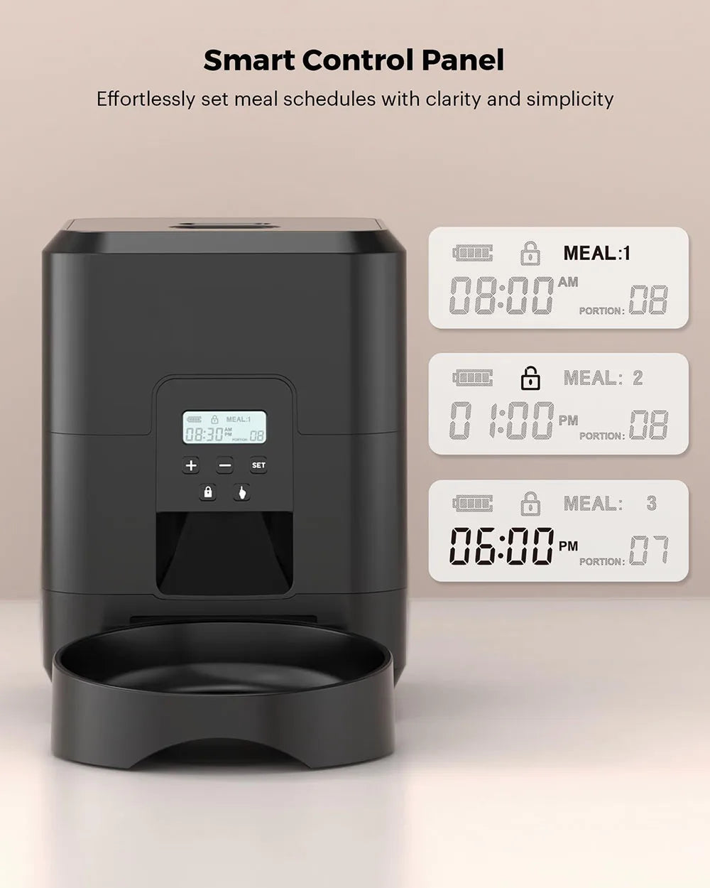 Smart Automatic Pet Feeder with LCD Display - Timed Slow Food Dispenser