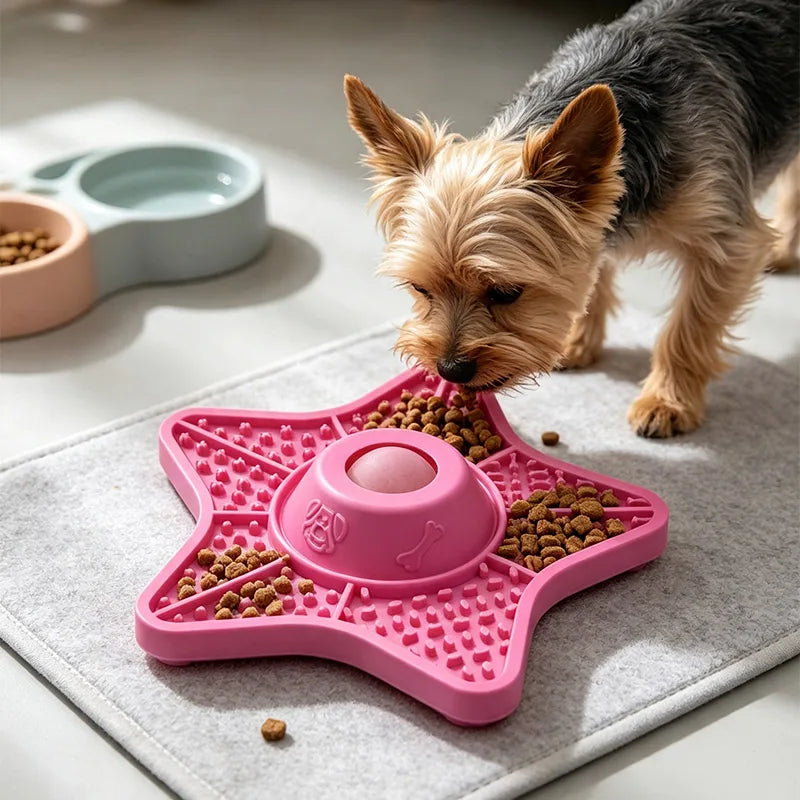 2-in-1 Star Shaped Silicone Slow Feeder & Lick Mat for Dogs & Cats