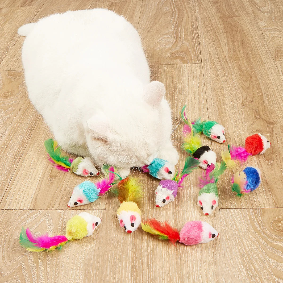 Feather Mouse Cat Toys - 10 Pack Interactive Play Set with Catnip
