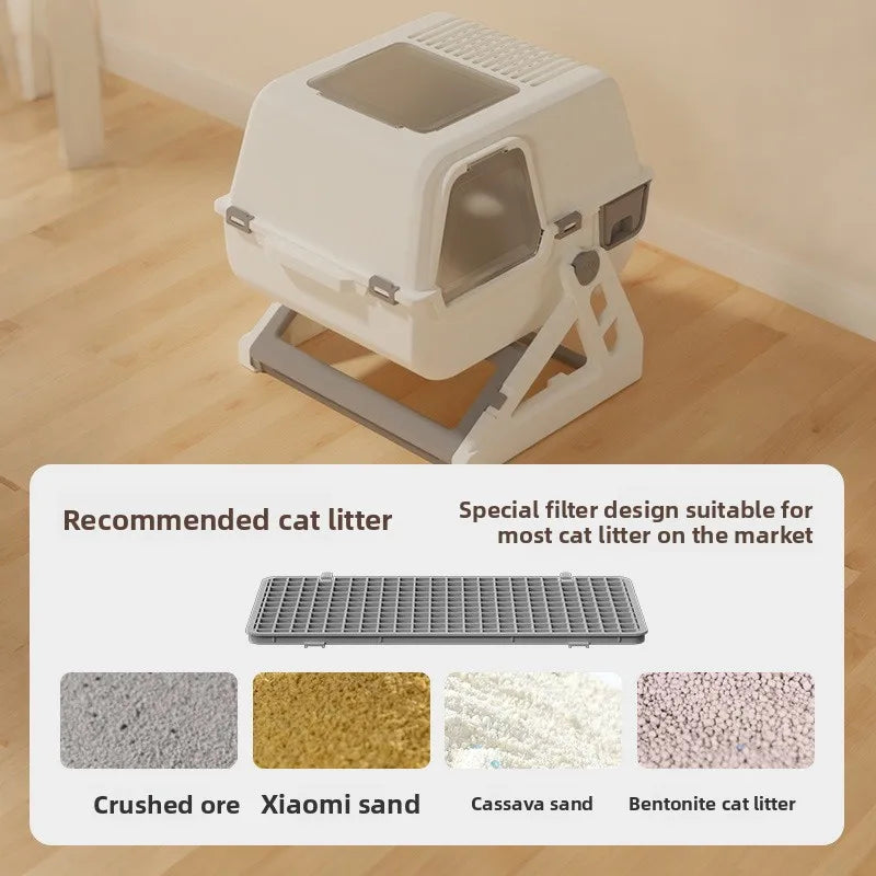 Enclosed Folding Cat Litter Box