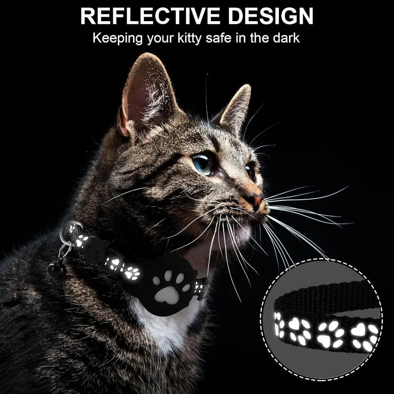 Reflective AirTag Pet Collar with Safety Buckle for Cats & Small Dogs