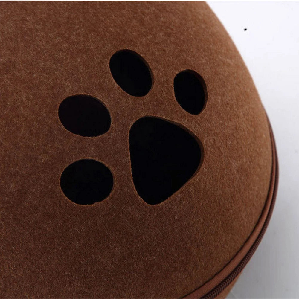 Egg-Shaped Felt Cat Bed with Mattress