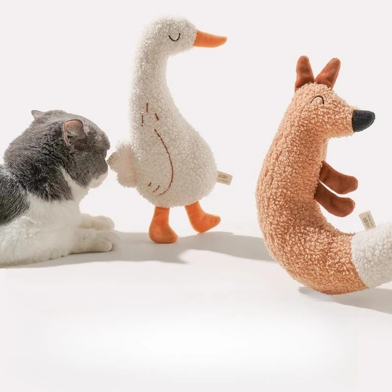 Jouet interactif couineur en peluche à mâcher pour chats et chiens