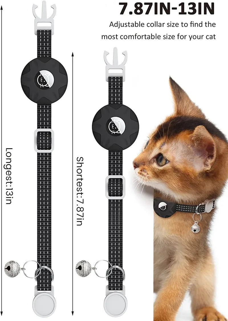 Support de collier pour animaux de compagnie avec design réfléchissant - Étui AirTag en silicone avec clochette