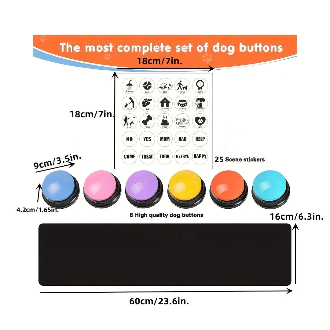 Boutons de communication pour animaux de compagnie - 4 buzzers enregistreurs vocaux pour chiens