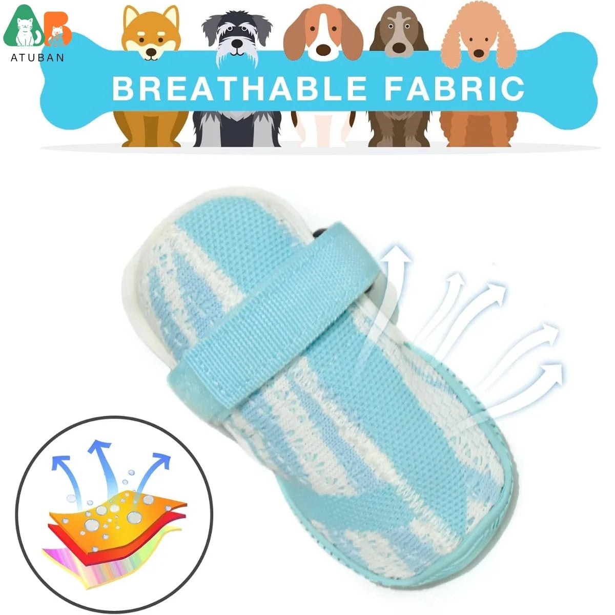 Chaussures respirantes pour chien - Chaussures en maille antidérapantes pour la marche, la course et la randonnée