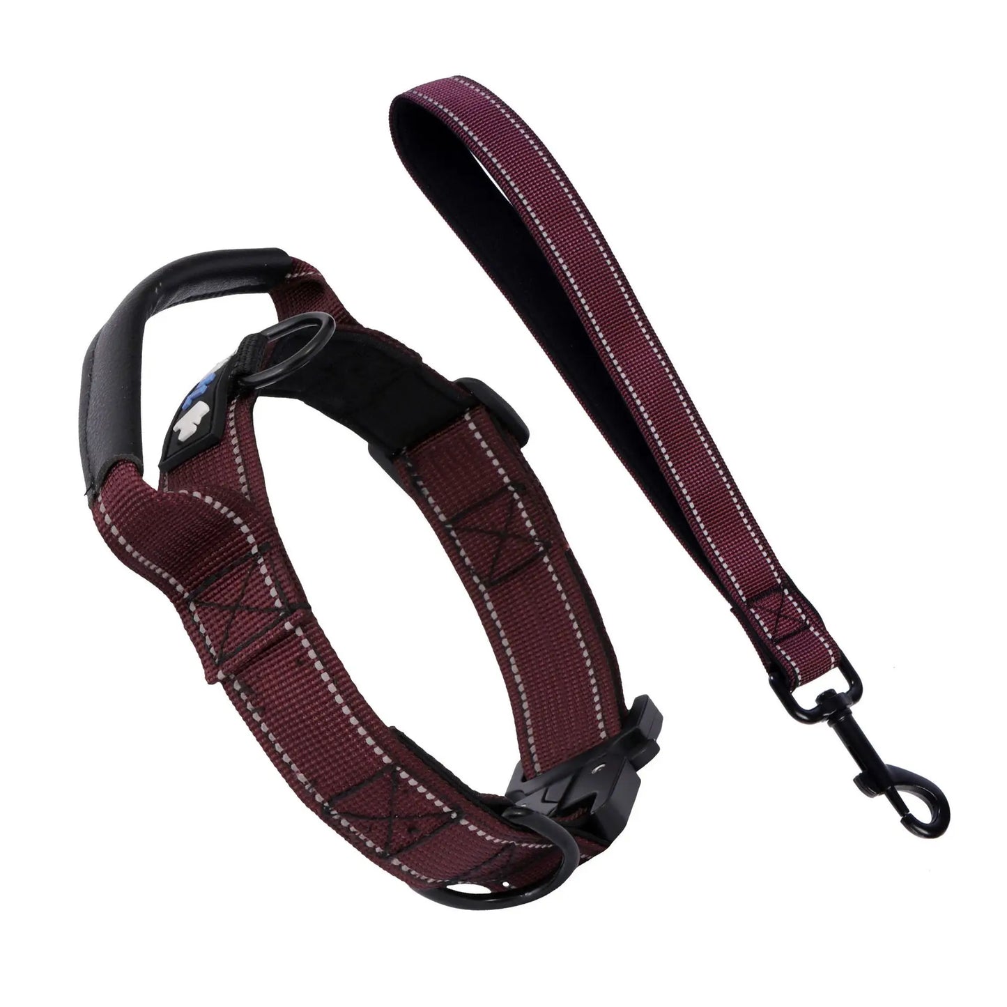 Tactical Dog Collar with Leather-Wrapped Leash Handle