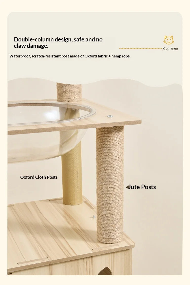 Wooden Cat Tree with Capsule House