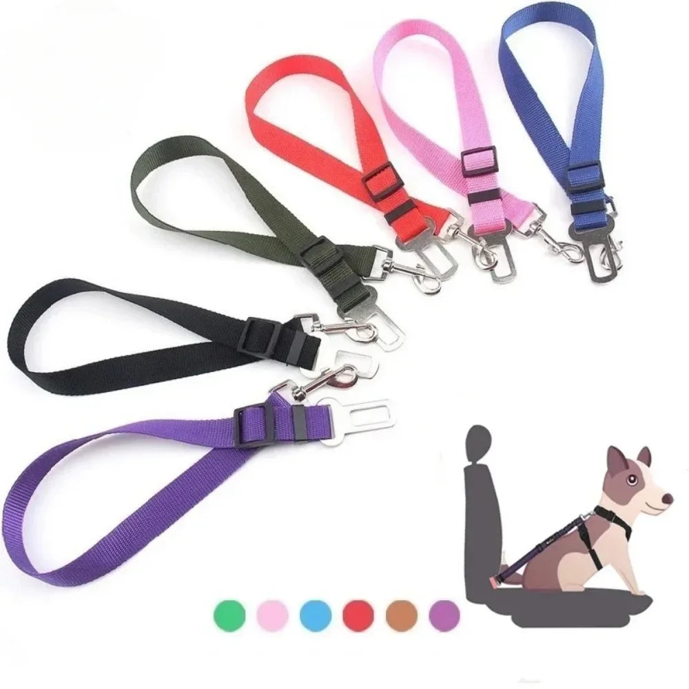 Dog Car Seat Belt - Adjustable Safety Harness Clip for Vehicle Travel