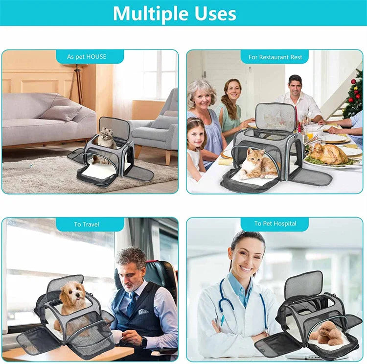 Foldable Expandable Pet Carrier Bag | Breathable Mesh Handheld Bag for Cats & Small Dogs