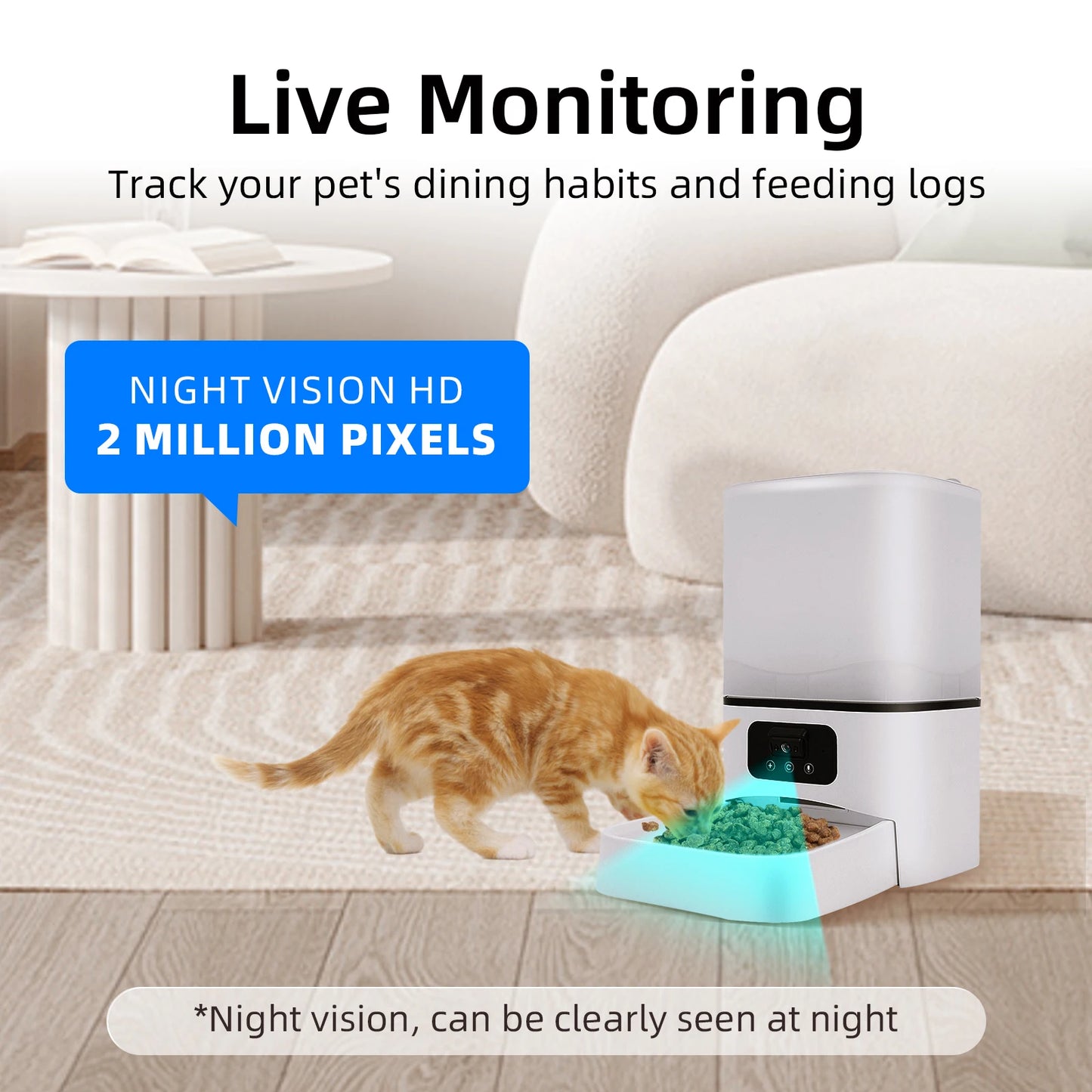 6L Automatic Pet Feeder with Night Vision Camera — Smart Voice Recording Food Dispenser for Cats & Dogs