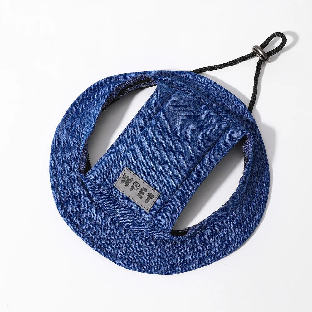 Washed Denim Dog Sun Hat