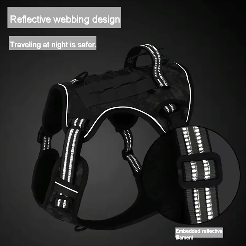 No-Pull Reflective Tactical Dog Harness Vest