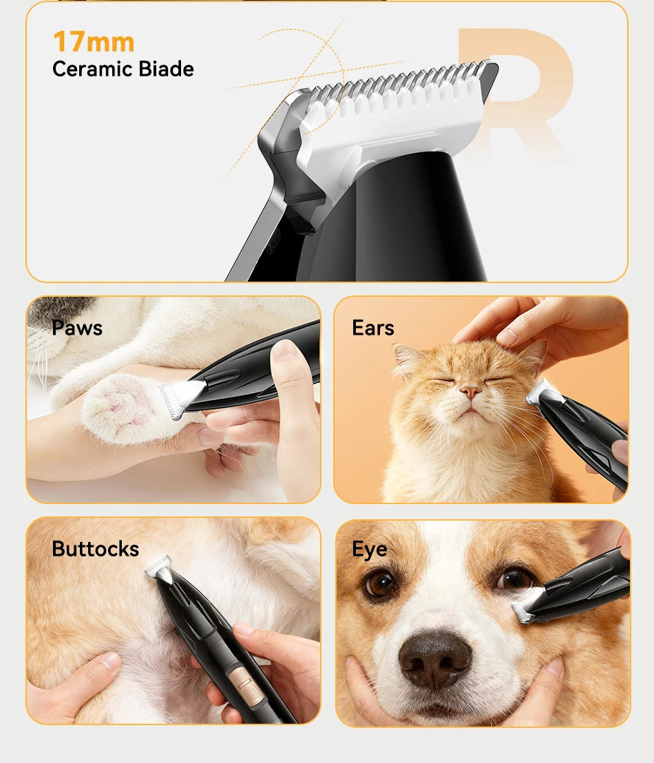 Electric Pet Clipper with Front Light — Rechargeable Adjustable Trimmer for Dog & Cat Claws, Ears & Hair