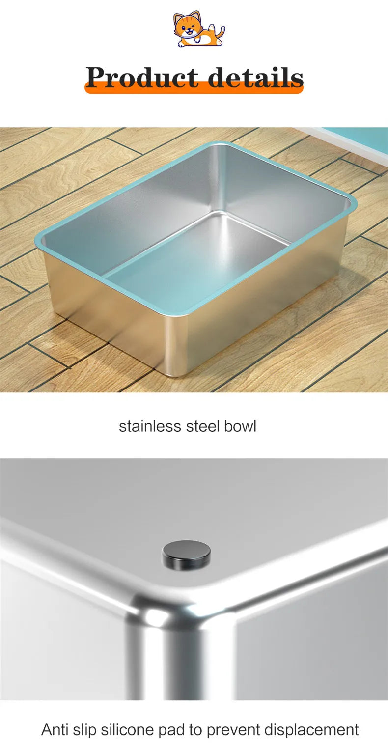 XXXL Stainless Steel Cat Litter Box with Lid — High Sides for Large & Big Cats