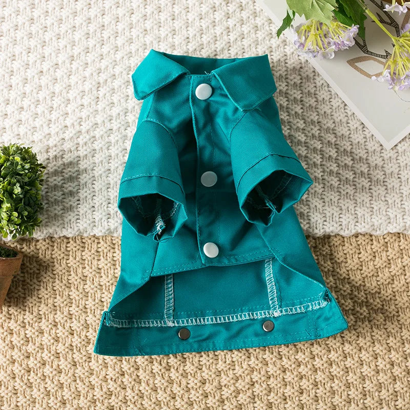 Pet Denim Jacket with Leash Holes — Lightweight Spring & Autumn Dog & Cat Clothes