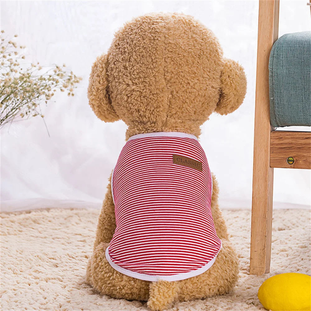Classic Striped Cotton Vest for Cats & Small Dogs