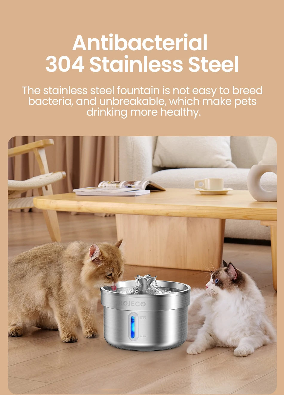 Stainless Steel Automatic Smart Pet Water Fountain for Cats & Dogs
