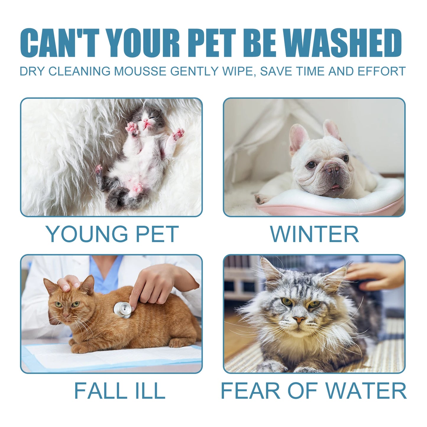 Waterless Pet Shampoo Foam Mousse — No Rinse Odour Control for Cats & Dogs