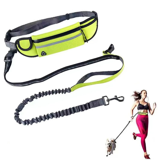 Hands-Free Running Dog Leash Set with Waist Bag & Reflective Belt