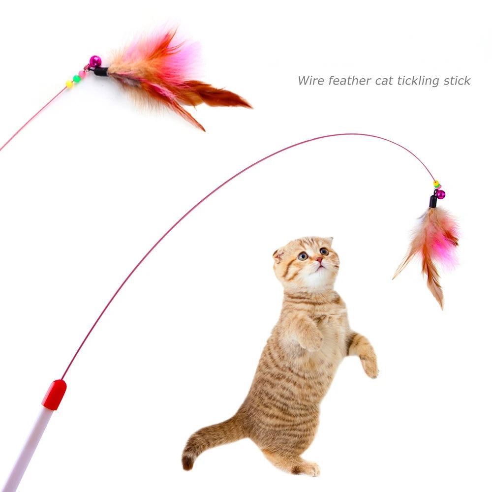 Jouet interactif pour chat en baguette de plumes - Agitateur filaire