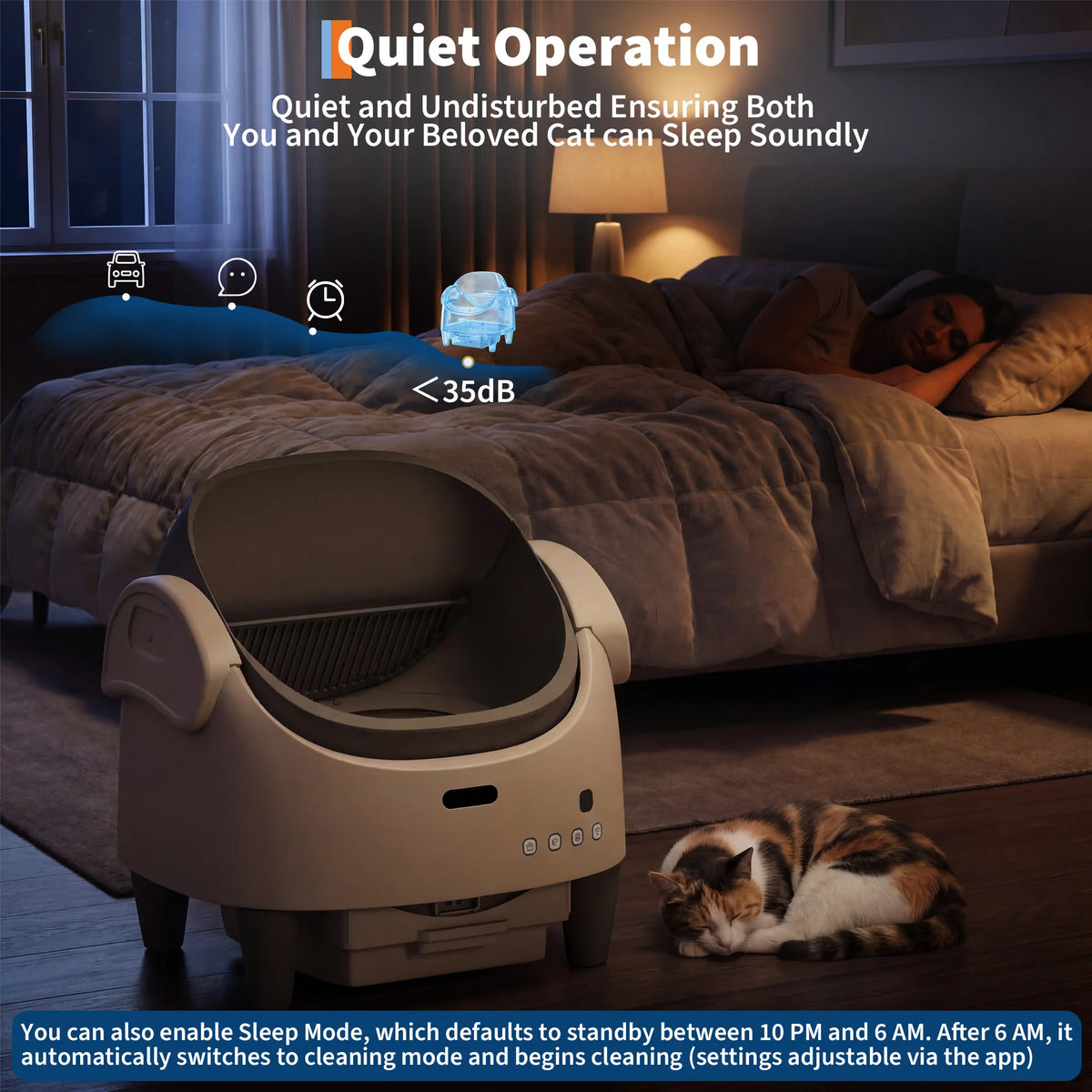 HAUSPROFI 89L Self-Cleaning Cat Litter Box | 8 Safety Sensors | 13L Bin | ≤35dB | Fragrance Compartment | App