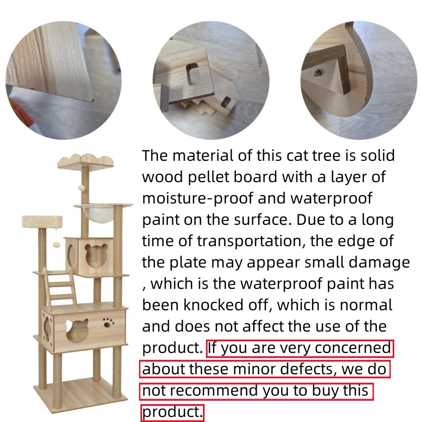 Multi-Level Wooden Cat Tree with Sisal Scratching Posts