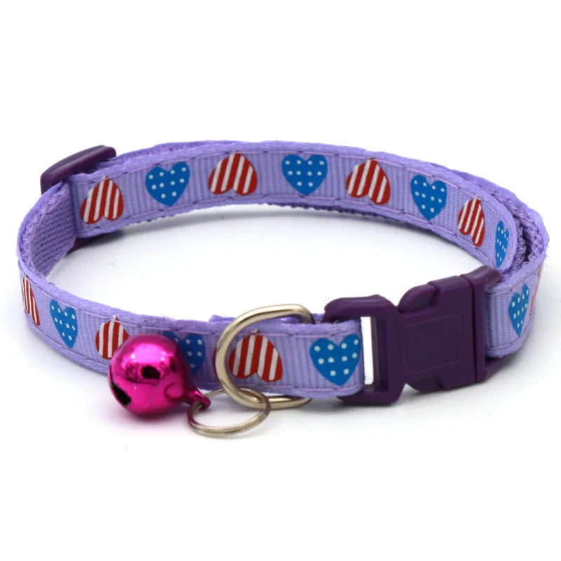Cartoon Heart Cat Collar with Safety Bell