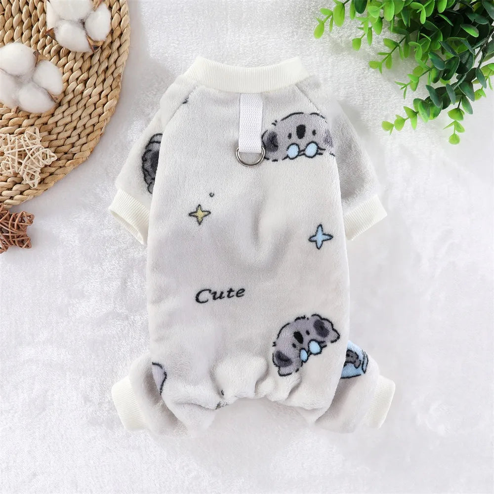 Fleece Dog & Cat Jumpsuit with Leash Ring | Soft Warm Autumn Winter Coat for Puppies to Large Dogs