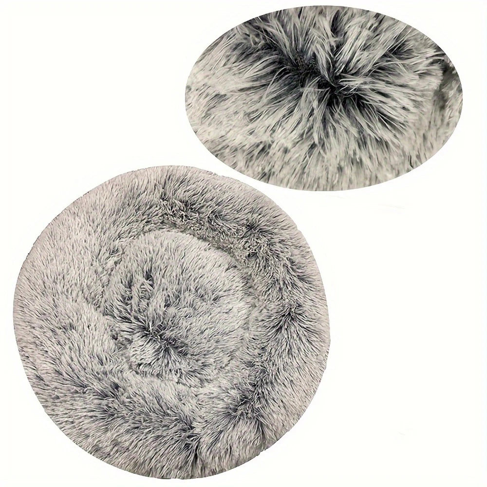 Round Plush Pet Bed — Washable Warm Basket for Dogs & Cats, 6 Sizes