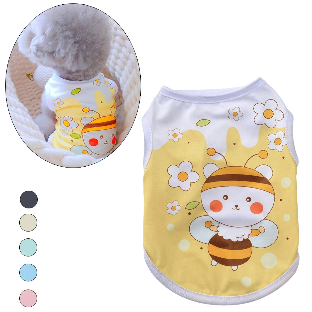 Cartoon Print Sleeveless Vest for Small Dogs & Cats