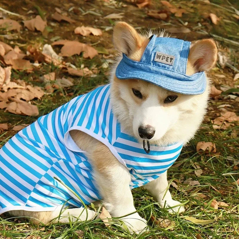 Washed Denim Dog Sun Hat