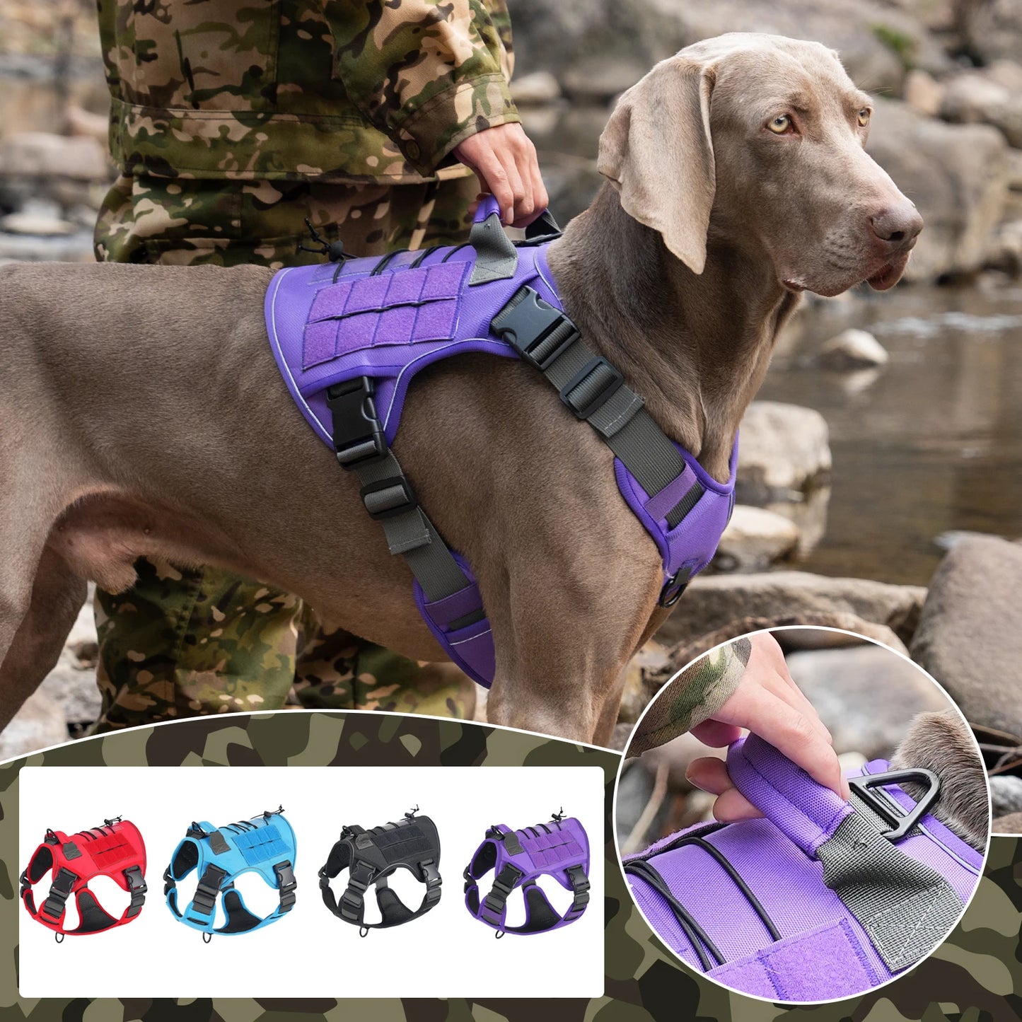 Tactical No-Pull Dog Harness — Reflective Adjustable Working & Training Vest for Small, Medium & Large Dogs