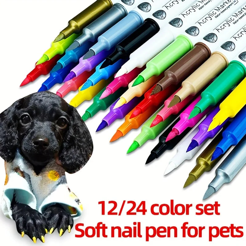 Pet Nail Polish Set - Safe DIY Nail Art Kit for Dogs & Cats (12/24 Colors)