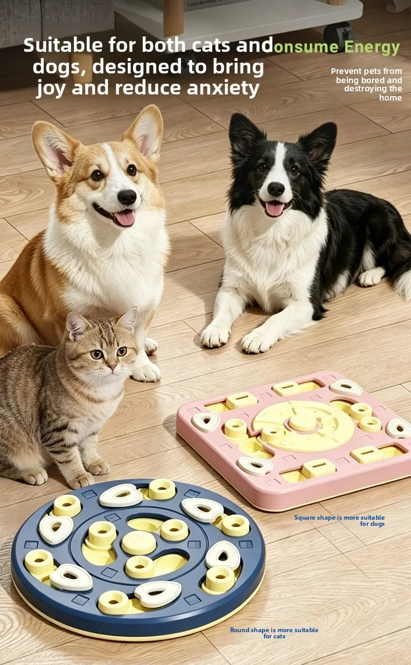 Pet Puzzle Feeder – Sliding Lid Slow Feeder Treat Toy for Cats & Dogs