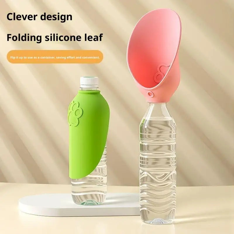 Silicone Pet Travel Water Bottle with Foldable Drinking Bowl – Leakproof, for Dogs & Cats