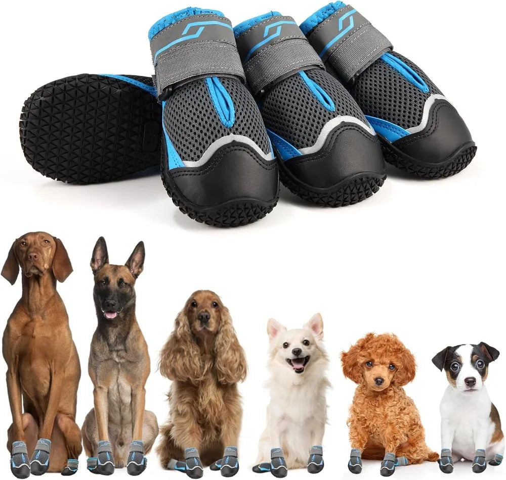 Breathable High-Cut Dog Boots for Hot Pavement & Summer Hiking | Set of 4
