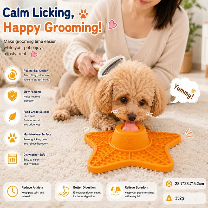 2-in-1 Star Shaped Silicone Slow Feeder & Lick Mat for Dogs & Cats
