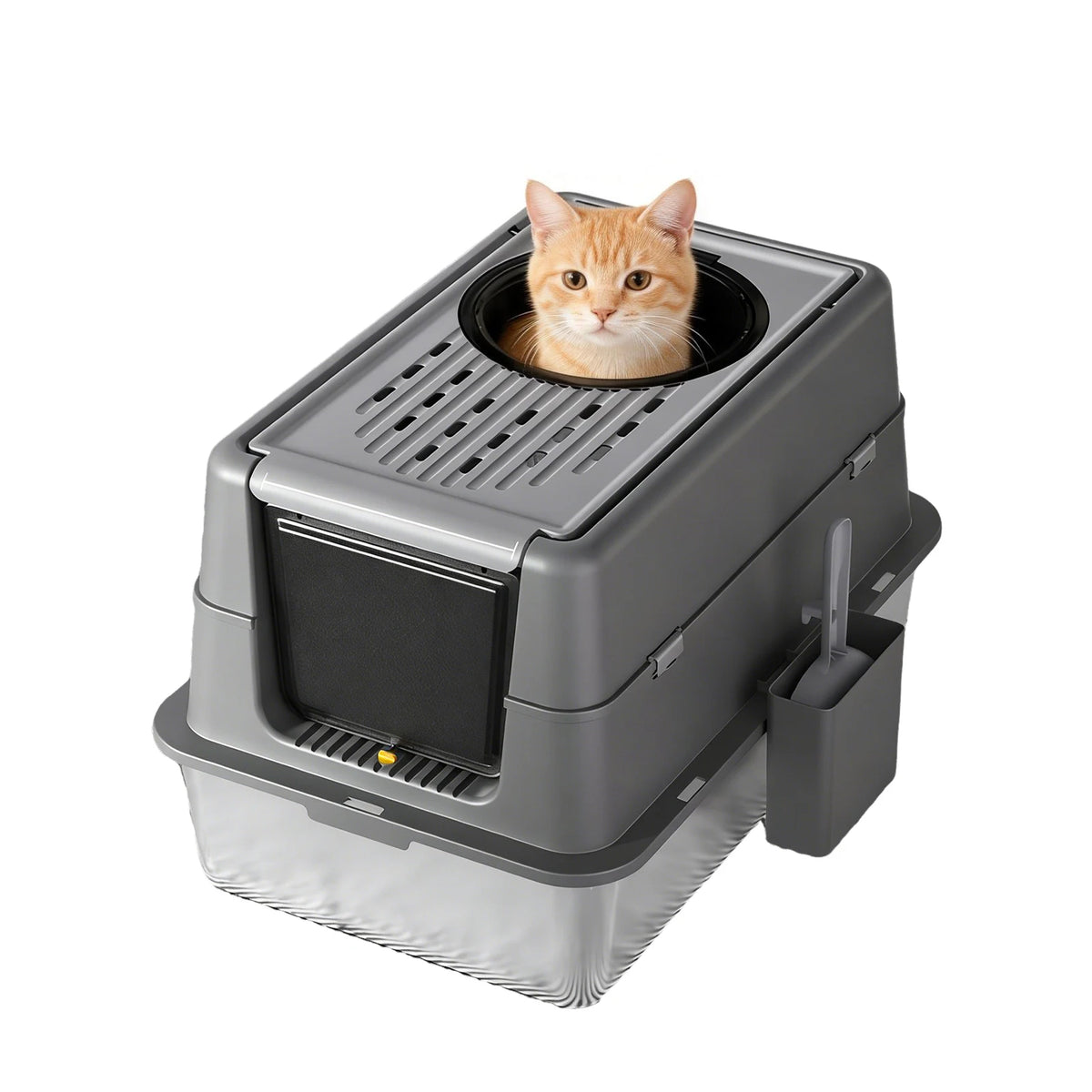 Extra Large Stainless Steel Cat Litter Box | 35L | Flip-Top | Dual Entry | Odour Control