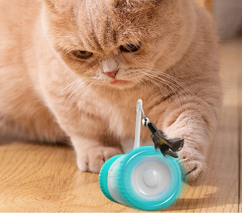 Jouet interactif intelligent pour chat - Voiture à équilibrage automatique avec plumeau pour jeu d'intérieur