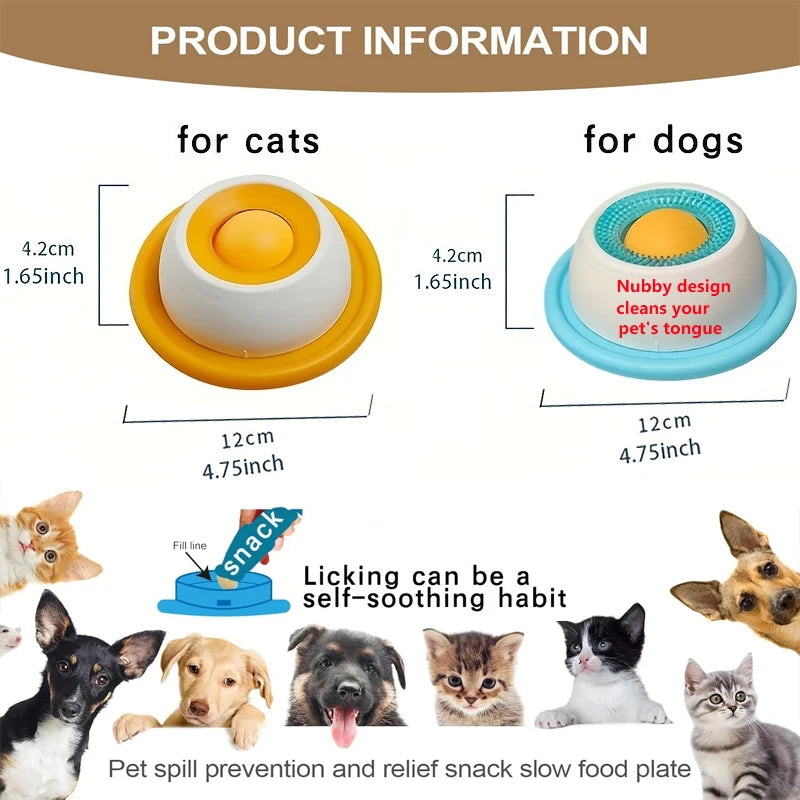 Interactive Lick Mat & Slow Feeder Bowl for Dogs & Cats — Promotes Dental Health & Calm Eating