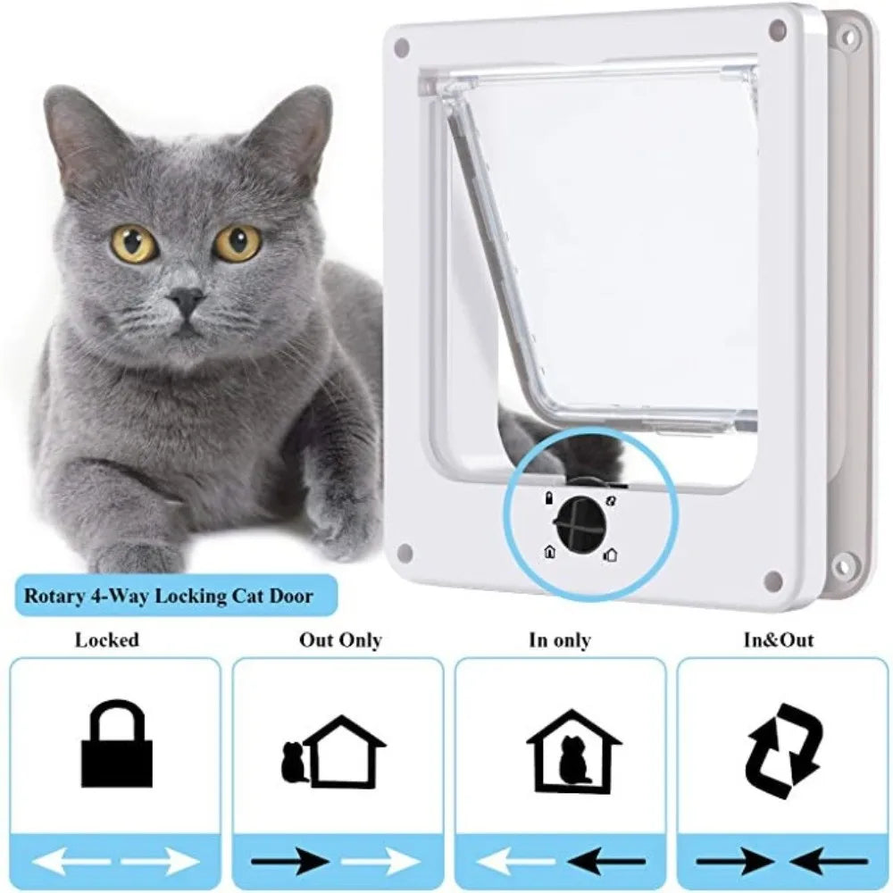 4-Way Locking Weatherproof Cat Flap Door